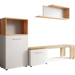 Muebles bonitos - ensemble de meubles tv mur de rangement meuble salon 200cm modle romina blanc et chne ...