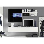 Azura home design - ensemble meuble tv suspendu giglio 210 cm noir et blanc