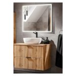 Ensemble meuble vasque � poser 80 cm en bois + miroir - georgia oak - livraison gratuite