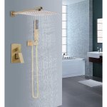 Gojoy ? colonne de douche encastr�e dor�e 12' ? douche � effet pluie et douchette thermostatique ? installatio ...