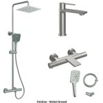 Esc - ensemble mitigeur lavabo + colonne de douche + mitigeur bain + support douchette flexible couleur ...