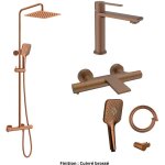 Esc - ensemble mitigeur lavabo + colonne de douche + mitigeur bain + support douchette flexible couleur ...