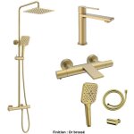 Esc - ensemble mitigeur lavabo + colonne de douche + mitigeur bain + support douchette flexible couleur ...