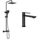 Esc - ensemble mitigeur lavabo + colonne de douche couleur noir mat