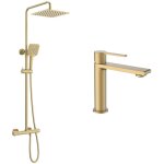 Esc - ensemble mitigeur lavabo + colonne de douche couleur or bross