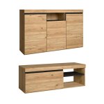 Skraut home - set naturale salle  manger, meuble auxilier, buffet - meuble tv 120cm chne noir nordique ...