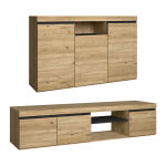 Skraut home - set naturale salle  manger, meuble auxilier, buffet - meuble tv 160cm chne nordique noir ...