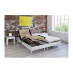 Ensemble relaxation matelas + sommiers electriques decor blanc satine 2x80x200 - mousse - 14 cm - ferme ...