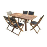 Ensemble repas de jardin 6 personnes - table extensible 120 - 180 x 80 cm + 6 chaises assises textilene ...