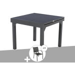Ensemble repas table extensible alu 4 / 8 places graphite + 8 fauteuils piazza - hespride
