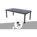 Hesperide - ensemble repas table extensible rectangulaire alu graphite piazza + 12 chaises modula - hesp�ride ...
