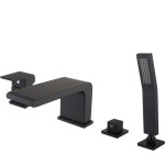 Ensemble robinet m�langeur noir mat baignoire 4 trous en cascade, ensemble pommeau douchette bain - 6080 ...