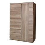 Ensemble romi pour salle  manger coloris chne. buffet, bar, miroirs, table 180 cm