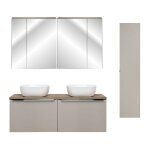 Ensemble salle de bain double vasques 120 cm + 4 �l�ments - rosario taupe - livraison gratuite