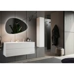 Azura home design - ensemble salle de bain, meuble suspendu + colonne + double vasque start blanc brillant, ...