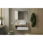 Azura home design - ensemble salle de bain meuble suspendu + miroir + vasque hamburg blanc brillant, ...