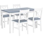 Ensemble salle � manger 4 chaises et table 120 x 75 cm en bois blanc et marron pour int�rieurs scandinave, ...