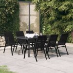 Ensemble de salle à manger de jardin 7 pcs noir Ensemble de salle à manger de jardin 7 pcs noir