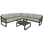 Ensemble salon d'angle de jardin mojito graphite (m�ridiennes d / g + angle + 1 table basse) - proloisirs ...