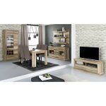 Ensemble de salon complet, meuble tv, tagre murale, vitrine, buffet, table  manger coloris chne vieilli ...