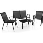 Costway - ensemble salon de jardin 4 pi�ces, 2 fauteuils 1 canap� 1 table basse en verre, pour terrasse, ...