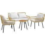 Outsunny - ensemble salon de jardin 4 pièces canapé 2 places 2 fauteuils table basse coussins Outsunny - ensemble salon de jardin 4 pièces canapé 2 places 2 fauteuils table basse coussins