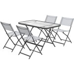 Outsunny ? ensemble table et chaise de jardin 5 pi�ces ? 4 chaises pliantes en m�tal et polyester ? table ...