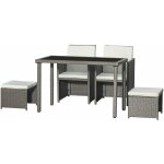 Outsunny - ensemble salon de jardin encastrable 2 fauteuils monoblocs + 2 tabourets + table basse rsine ...
