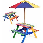 Ensemble salon de jardin pour enfant comprenant 1 table et 2 bancs plus 1 parasol centré, table de jardin ... Ensemble salon de jardin pour enfant comprenant 1 table et 2 bancs plus 1 parasol centré, table de jardin ...