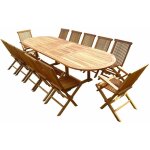 C&l jardin - ensemble salon de jardin en teck aspect huil� haasi 10 chaises 2 fauteuils jumak