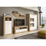 Pegane - ensemble de salon meuble tv + set des 2 étagères + buffet + vitrine basse coloris chêne cambrian, ... Pegane - ensemble de salon meuble tv + set des 2 étagères + buffet + vitrine basse coloris chêne cambrian, ...