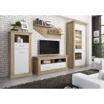 Ensemble de salon meuble tv + vitrine avec led + etagère murale + buffet coloris chêne cambrian, blanc ... Ensemble de salon meuble tv + vitrine avec led + etagère murale + buffet coloris chêne cambrian, blanc ...