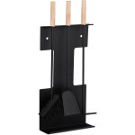 Ensemble serviteur de chemine 4 pices acier accessoire pelle balai support tisonnier, noir - relaxdays ...