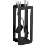 Ensemble serviteur de chemine 5 pices acier accessoire pelle balai support tisonnier, noir - relaxdays ...