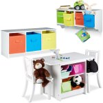 Ensemble set meuble enfants 3 pices albus table chaise tagre banc rangement, blanc