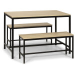 Ensemble table et 2 bancs lisboa pour salle � manger et cuisine, structure m�tallique