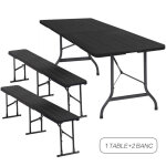 Ensemble table et 2 banc pliante - table de jardin 8 personnes - ensemble table et banc exterieur pour ...