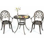 Costway - ensemble table et 2 chaises pour jardin 3 pièces avec seau à glace amovible accoudoir en fonte ... Costway - ensemble table et 2 chaises pour jardin 3 pièces avec seau à glace amovible accoudoir en fonte ...
