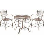 Ensemble avec table et 2 chaises en mtal de jardin de diffrentes couleurs design colore : antique brun ...