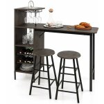 Costway - ensemble table et 2 tabourets / table de cuisine avec chaise industrielle avec porte - verre ...