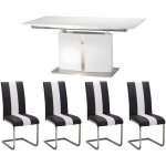 Ensemble table + 4 chaises - blanc et noir - trinity Ensemble table + 4 chaises - blanc et noir - trinity