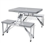 Bonnevie - ensemble table + 4 chaises de camping pliable - table à manger avec 4 tabourets aluminium ... Bonnevie - ensemble table + 4 chaises de camping pliable - table à manger avec 4 tabourets aluminium ...