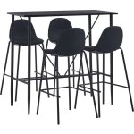 Ensemble table + 4 tabourets de bar table haute et bar tissu noir 14131 Ensemble table + 4 tabourets de bar table haute et bar tissu noir 14131