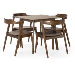 Ensemble table 80x80 cm et 4 chaises de salle � manger venus noyer