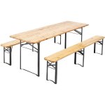 Mob event pro - ensemble brasserie table et bancs de jardin en bois 220 cm