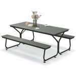 Ensemble table et bancs de pique - nique avec cadre m�tal, ensemble de jardin imperm�able pour 8 personnes ...