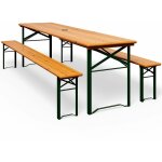 Ensemble table et bancs pliables casaria - 170cm - stable - 2x banc - 1x table large en bois - garniture ...