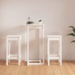 Bonnevie - ensemble table de bar + 2 chaises de bar - table haute avec 2 tabourets blanc bois de pin ...