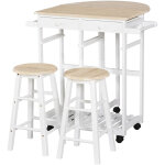 Mh - ensemble table de bar et 2 tabourets glasgow blanc et bois