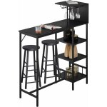 Woltu ensemble table de bar + 2 tabourets de bar, table haute avec support pour verres � vin, table cuisine ...